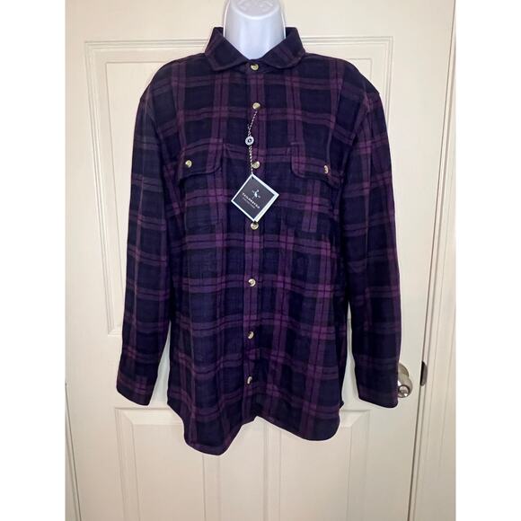 TailorByrd "The Sweatshirt" size Medium in color "Berry" Purple Plaid Lumberjack - Picture 1 of 16